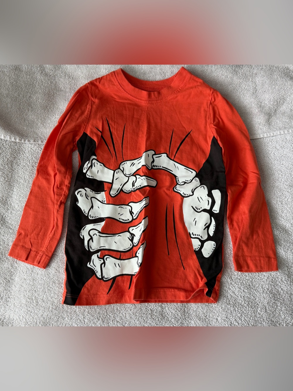 OshKosh B'gosh Orange Long Sleeve Skeleton Hands Tee Halloween
